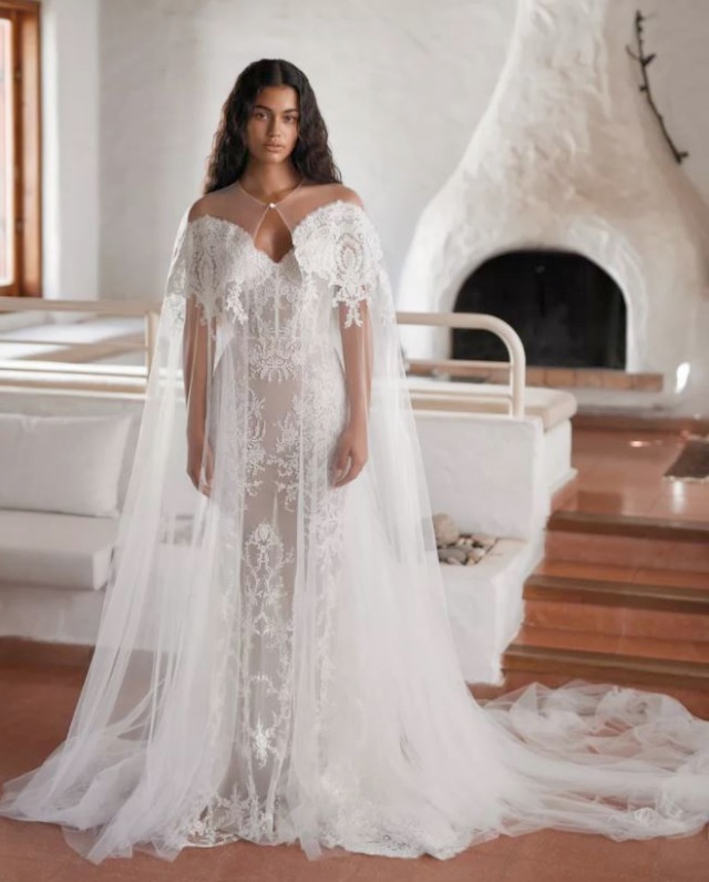 2023, Meerjungfrau-Linie, Spitze und Herz-Ausschnitt Brautkleid M-2241