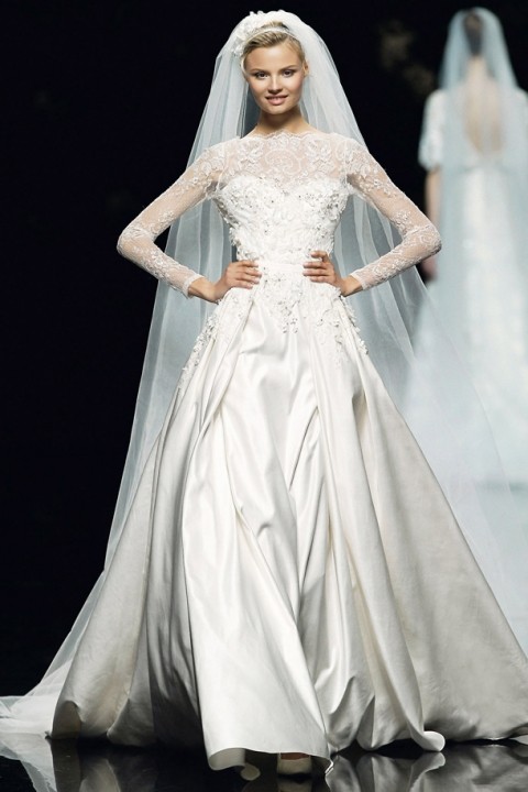 Ball Gown and Illusion - Sheer Wedding Dress M-178