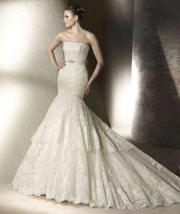 Mermaid and Strapless Straight Wedding Dress M-188