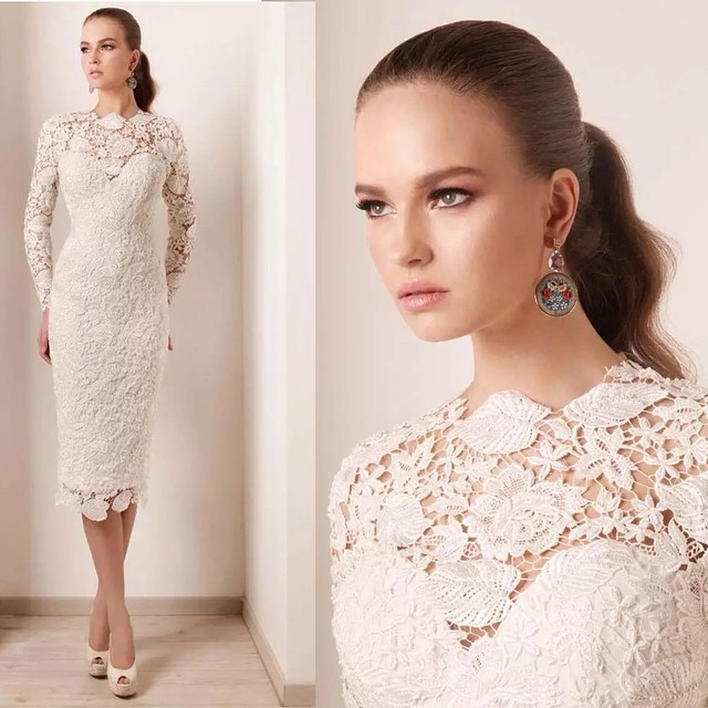 Sheath, Sleeves and Simple Wedding Dress M-1280