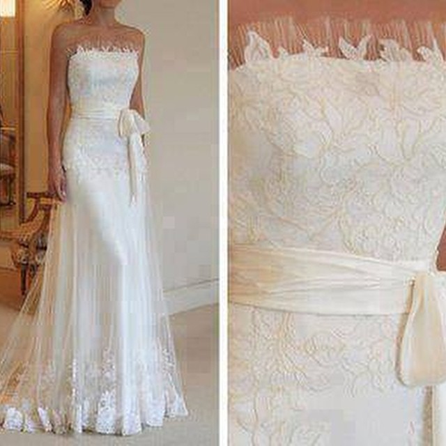 Sheath, Strapless Straight and Simple Wedding Dress M-1302