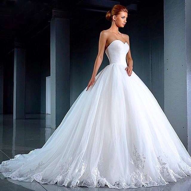 Duchesse-Linie, Flauschigen - Puffy und Herz-Ausschnitt Brautkleid M-1387