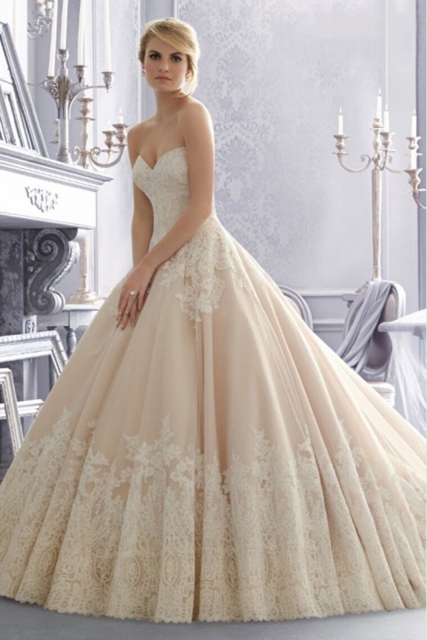 A-Line and Strapless Sweetheart Wedding Dress M-1399
