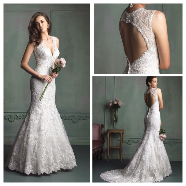 Mermaid, Lace and Backless, Lace Back, V Back, Back Details Wedding Dress M-1401