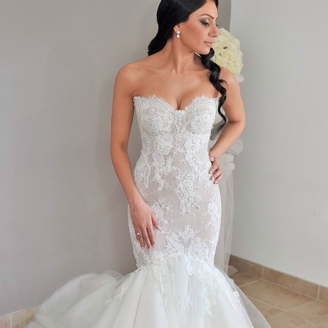 Mermaid, Lace and Strapless Sweetheart Wedding Dress M-1415