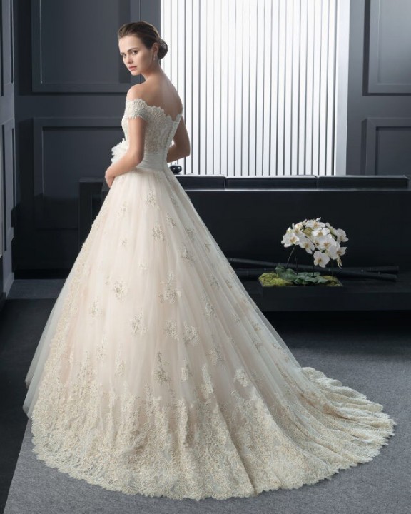 A-Line and Low Shoulder Wedding Dress M-1468