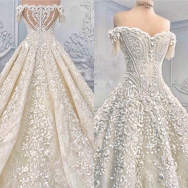 A-Line, Strapless Sweetheart, Low Shoulder, Best and Backless, Lace Back, V Back, Back Details Wedding Dress M-1548