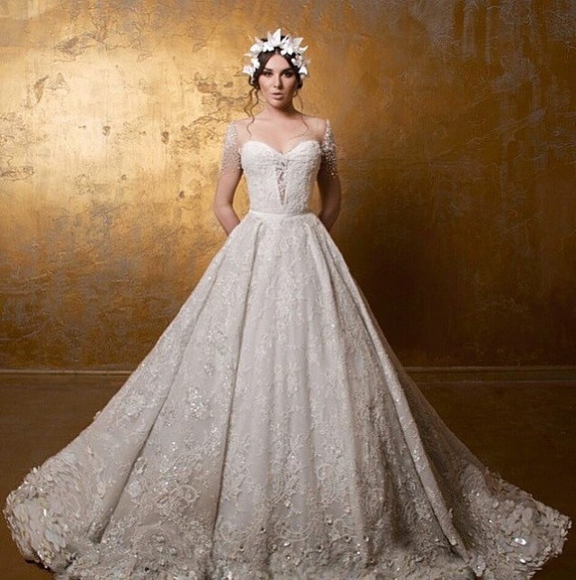 Ball Gown, Strapless Sweetheart and Lace Wedding Dress M-1734