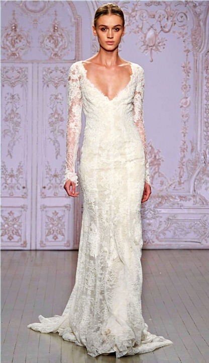 Sheath, Sleeves and Lace Wedding Dress M-1740