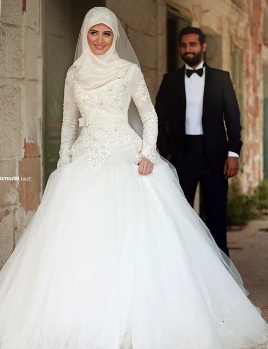 A-Linie und Muslimische Brautkleid M-1872