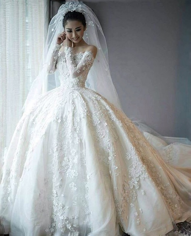 Ball Gown and Sleeves Wedding Dress M-2016