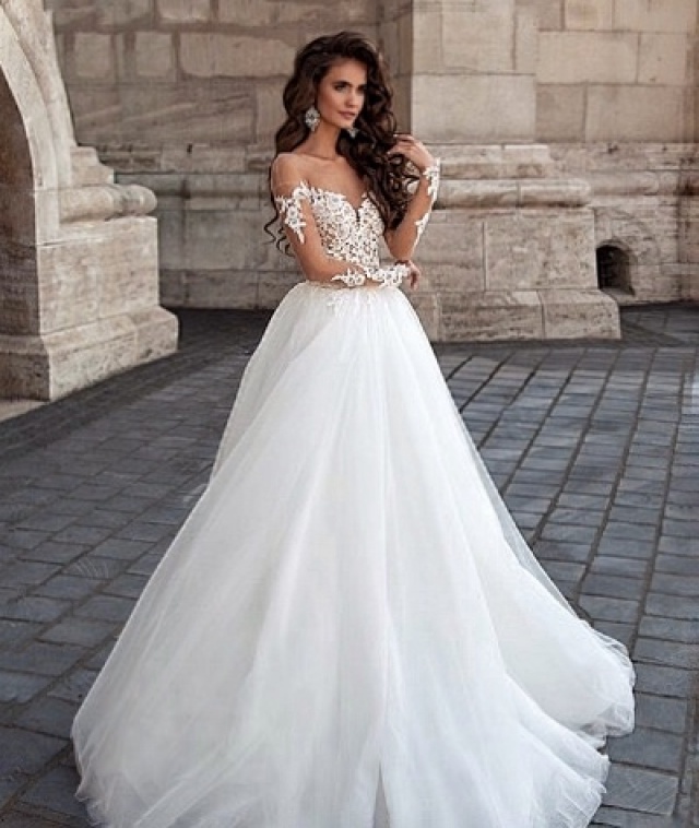 A-Line, Low Shoulder and 2016 Wedding Dress M-2126