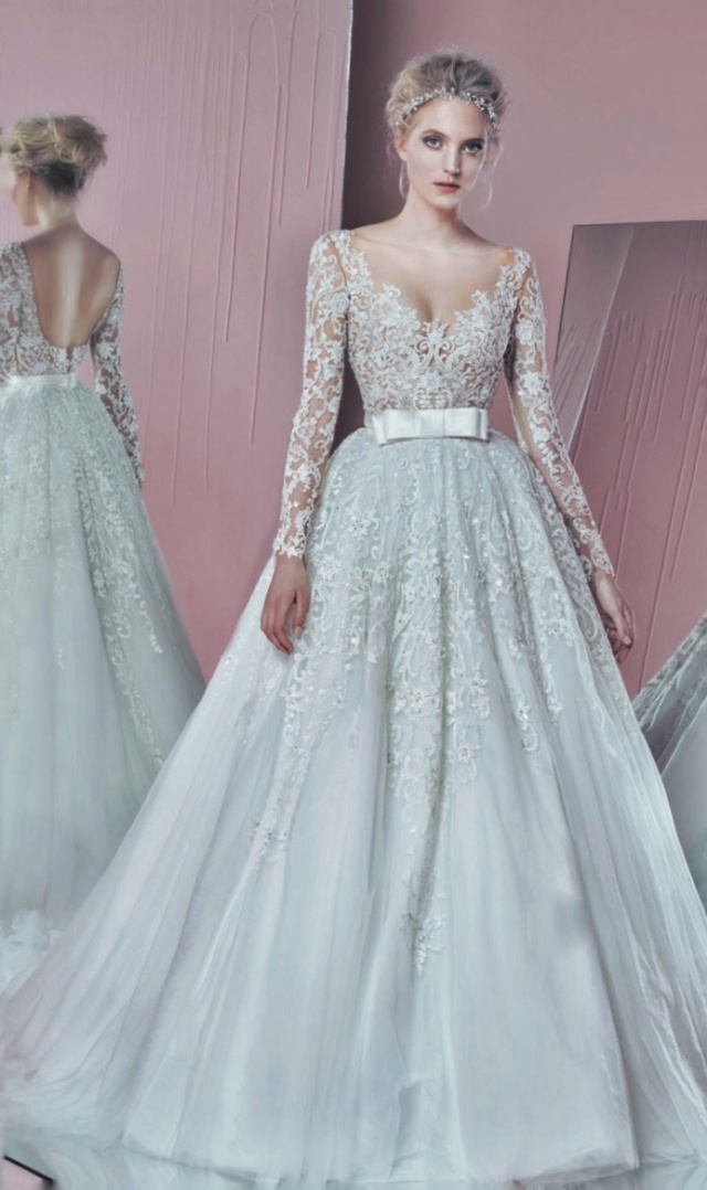 Ball Gown, Sleeves and Lace Wedding Dress M-2129