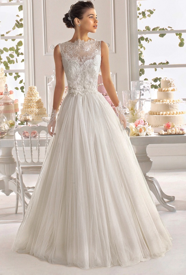 A-Line, Illusion - Sheer and Tulle Wedding Dress M-2135