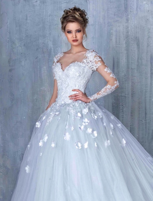 Prenses ve Uzun Kollu Gelinlik Modeli M-2189