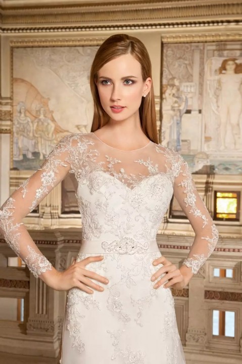 Sheath, Illusion - Sheer and Lace Wedding Dress M-1089