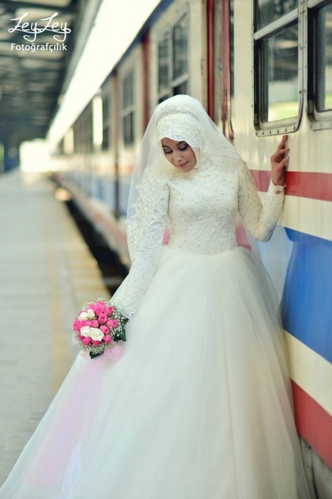 Duchesse-Linie, Lange Aermels und Muslimische Brautkleid M-409
