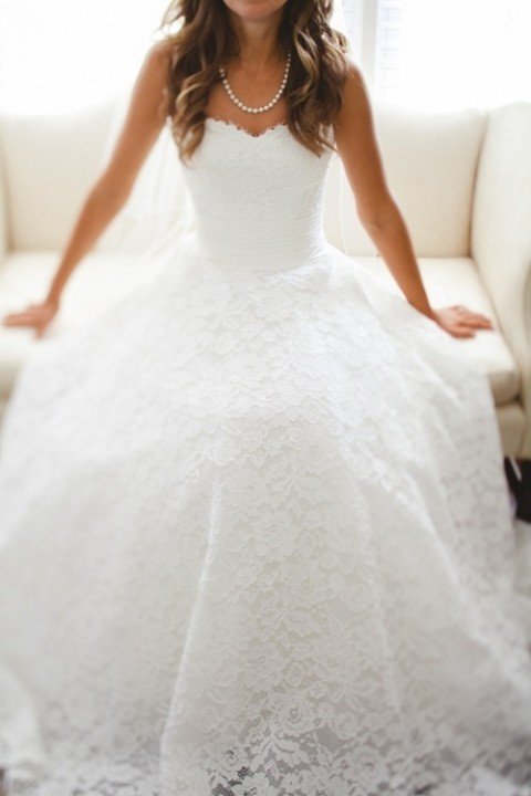 A-Line and Strapless Sweetheart Wedding Dress M-468