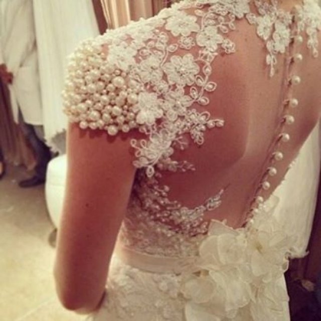 Sheath, Illusion - Sheer, Lace and Backless, Lace Back, V Back, Back Details Wedding Dress M-901